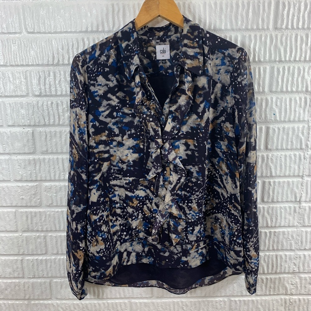CAbi Starry Night Ruffle Blouse 3066 Small